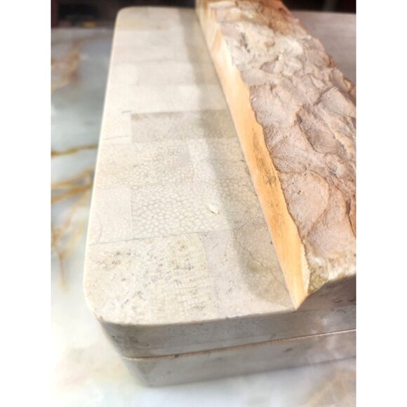 Maitland-Smith Post Modern Tessellated Stone Cedar Lined Hinged Jewelry Box/Humi - Picture 2 of 8